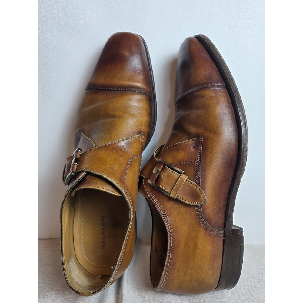 Magnanni Lennon Cuero Single Monk Strap Brown Dress Shoes 21447 Men's Size 11 M